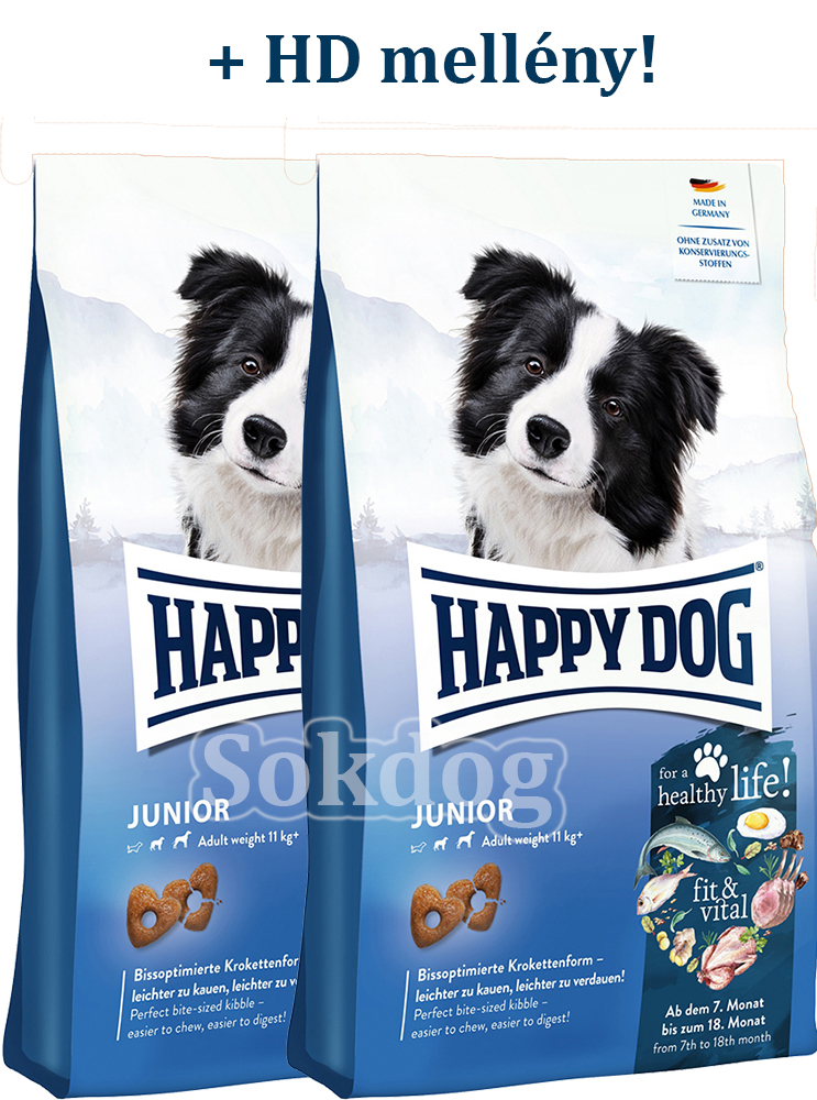 Happy Dog Fit & Vital Junior 2*10kg +HD mellény!