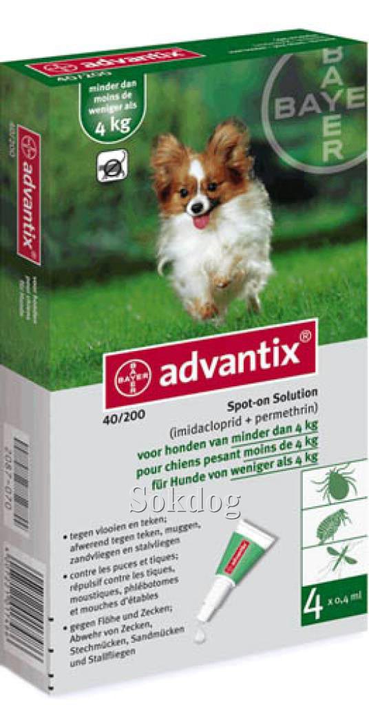 Advantix Spot-on A.U.V. 4kg alatti kutyáknak, 4db/doboz