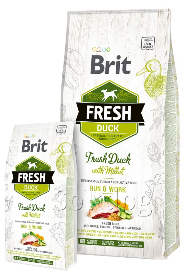 Brit Fresh Adult Active Dogs Duck & Millet 12kg