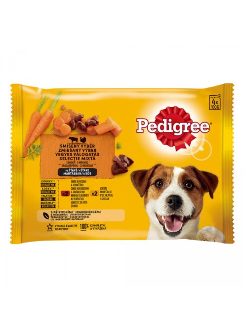 Pedigree 4x100g Marhával + Bárány, Pulyka + Répa Mártásban Alutasak DR36H