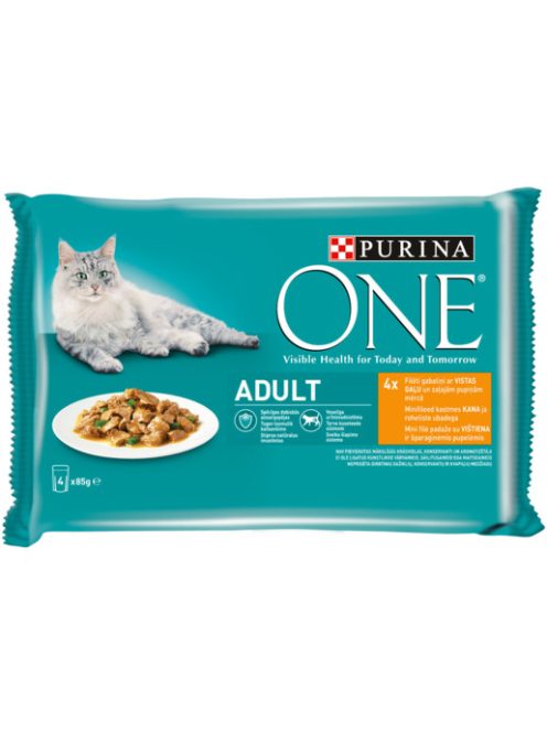 Purina One Csirkével és Zöldbabbal alutasakos macskaeledel 4x85g