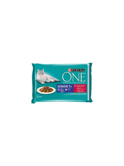 Purina One SENIOR Marhával és Sárgarépával alutasakos macskaeledel 4x85g 259
