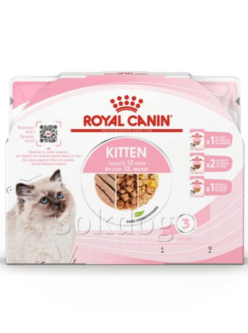 ROYAL CANIN KITTEN GRAVY - kölyök macska szószos, zselés, pépes multipack nedves táp (4*85g)