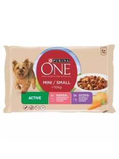   Purina ONE MINI Active Marhával és kacsával nedves kutyaeledel 4x85g 046