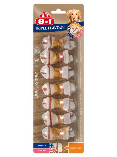 8in1 Triple Flavour Rágócsont XS 98g