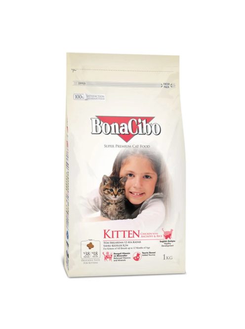Bonacibo Cat 1,5kg Kitten Csirke, Szardella, Rák + Rizs száraztáp