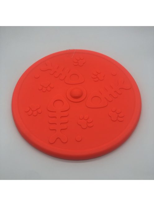 Frizbi 20cm - narancssárga, 3D tappancs és hal mintával