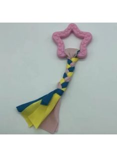   Gumi kutyajáték masni 7,5cm - textil fonattal - rózsaszín
