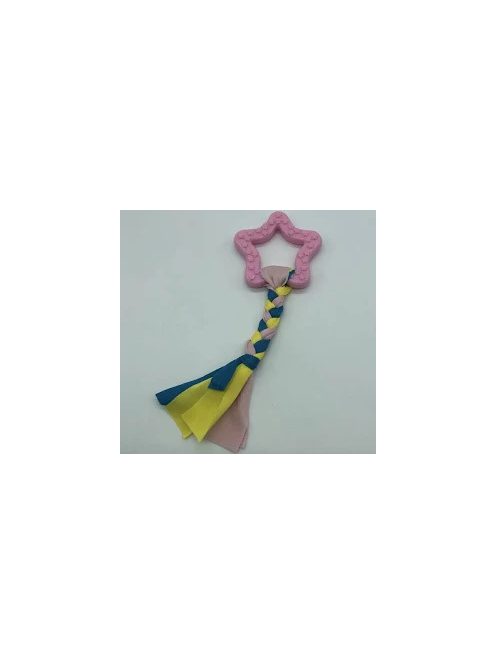 Gumi kutyajáték masni 7,5cm - textil fonattal - rózsaszín