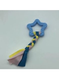 Gumi kutyajáték masni 7,5cm - textil fonattal - kék