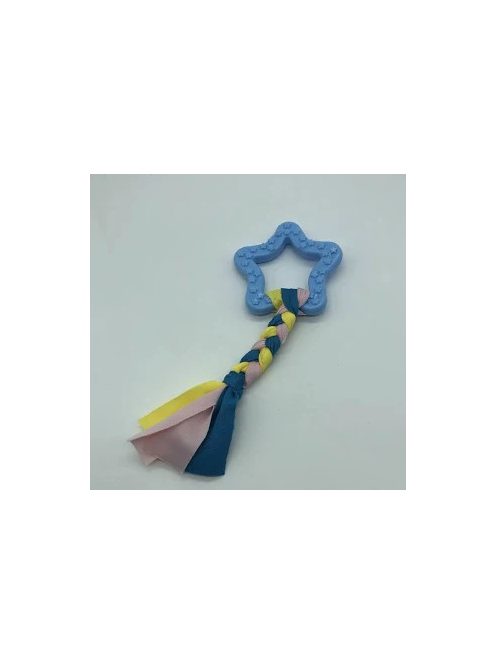 Gumi kutyajáték masni 7,5cm - textil fonattal - kék