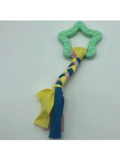 Gumi kutyajáték masni 7,5cm - textil fonattal - zöld