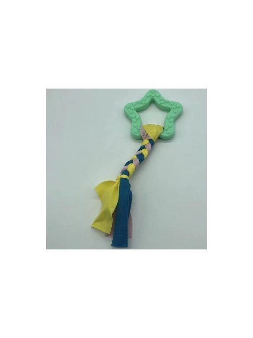 Gumi kutyajáték masni 7,5cm - textil fonattal - zöld