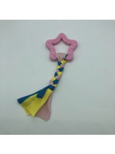   Gumi kutyajáték csillag 7,5cm - textil fonattal - rózsaszín