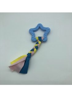 Gumi kutyajáték csillag 7,5cm - textil fonattal - kék