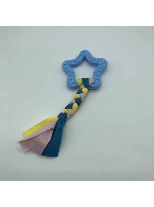 Gumi kutyajáték csillag 7,5cm - textil fonattal - kék