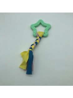 Gumi kutyajáték csillag 7,5cm - textil fonattal - zöld