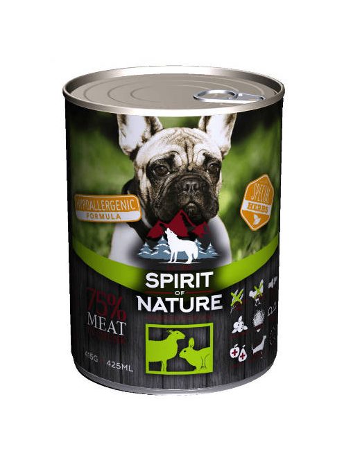 Spirit of Nature Hipoallergén KUTYA konzerv 415g Bárány és Mezei nyúl