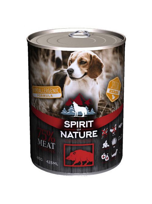 Spirit of Nature Hipoallergén KUTYA konzerv 415g Vaddisznó