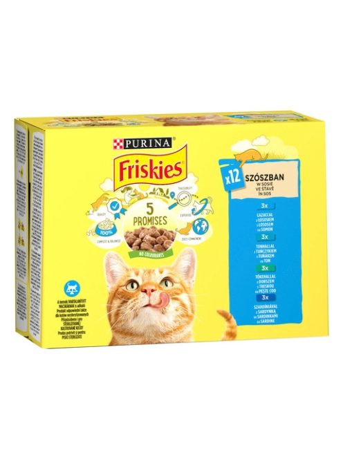 Friskies 12x85g Kék Lazac + Tonhal + Szardínia + Tőkehal Alutasakos macskaeledel 015