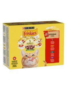   Friskies 12x85g Piros Csirke + Marha + Bárány + Kacsa Alutasakos macskaeledel 081