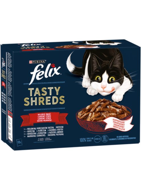 Félix 12x80g Tasty Shreds Házias Válogatás Szószban