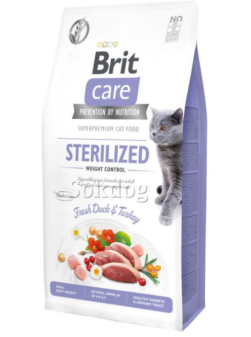 Brit Care Cat 7kg Gabonamentes Sterilised - Weight Control Duck and Turkey