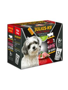   JULIUS-K9 12x100g Marha és Bárány alutasakos kutyaeledel szószban