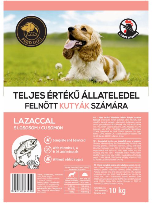 FeedDog 10kg Lazacos Kutyatáp CSIRKEMENTES
