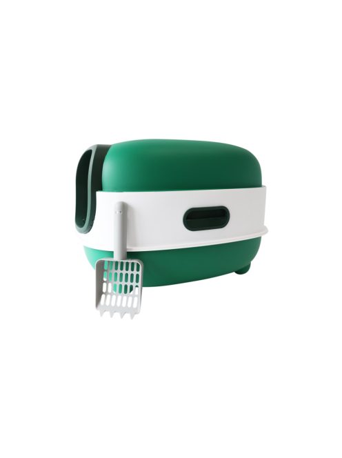 UNIQ PETS KittyCabin Cosmo Zárt Macskaalomtálca lapáttal, zöld, 56x39x40 cm (ULB0003-C)