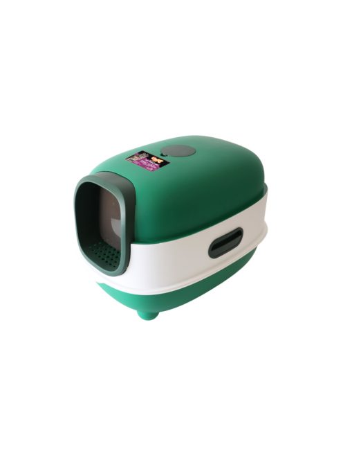 UNIQ PETS KittyCabin Cosmo Zárt Macskaalomtálca lapáttal, zöld, 56x39x40 cm (ULB0003-C)