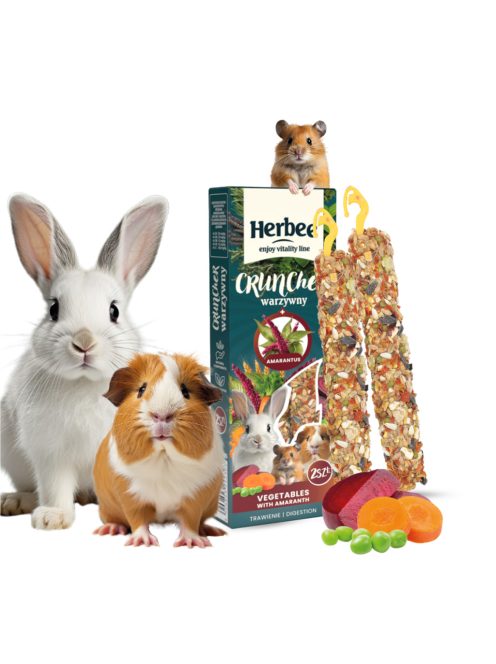 HERBEE CRUNCHER Rúd Rágcsálóknak és Nyulaknak, 115g 2in1, Zöldség és Amaránt (HEC0005)