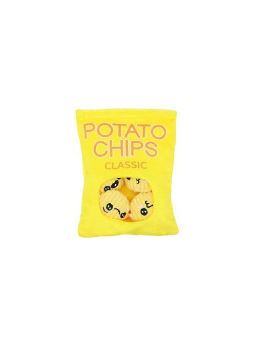 UNIQ PETS plüss kutyajáték chipses zacskó – zsinóros ropogós jutalomfalat-utánzatokkal és sípolóval 15x20cm (UDT0241-B)