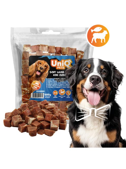UNIQ PETS KUTYASNACK Puha Bárány és Tőkehal kockák 500g (UDS0090)