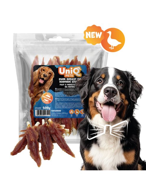 UNIQ PETS KUTYASNACK Préselt Bőrrúd Kacsamellel 500g (UDS0093)
