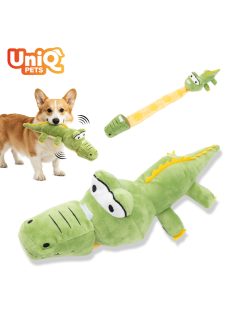   UNIQ PETS plüss kutyajáték zöld krokodil sípolóval 75x14x12cm (UDT0284)