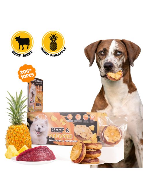 UNIQ PETS KUTYASNACK Kollagénes Fánk Marhahússal és Szárított Ananásszal 7cm 30g (UDS1030)