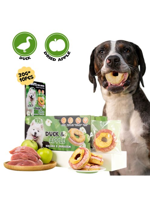 UNIQ PETS KUTYASNACK Kollagénes Fánk Gyümölccsel Kacsahússal és Szárított Almával 7 cm 30g (UDS1029)