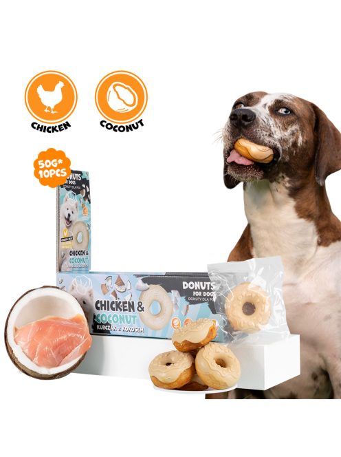 UNIQ PETS KUTYASNACK Kollagénes Fánk Gyümölccsel Csirkehússal és Kókusszal 7cm 50g (UDS1027)