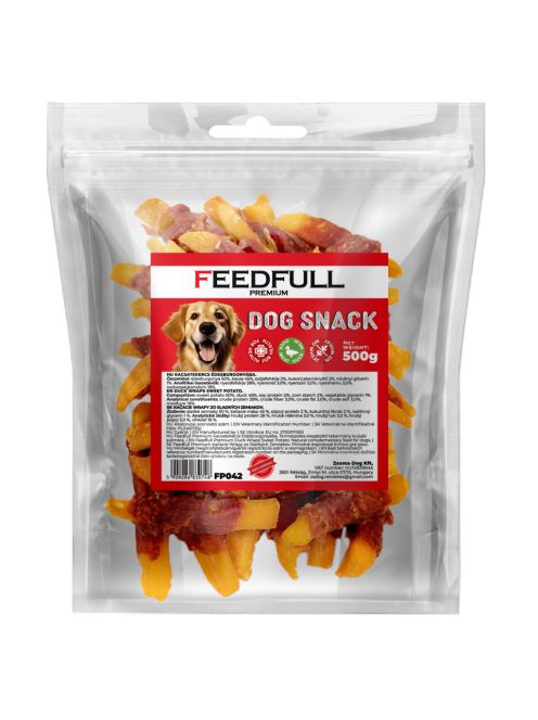 Feedfull Premium Kacsatekercs Édesburgonyával kutya jutalomfalat 500g (FP042)