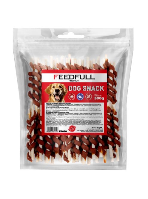 Feedfull Premium Nyúlhússal Tekert Bőrpálca kutya jutalomfalat 500g (FP050)