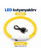 LED fényvezető szálas világító kutyanyakörv, méretre vágható –  S, Sárga, (40cm)