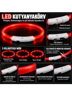   LED fényvezető szálas világító kutyanyakörv, méretre vágható –  S, Sárga, (40cm)