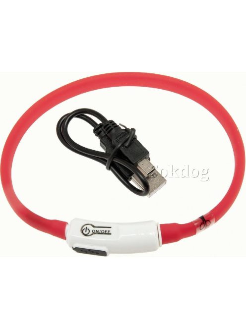 Flamingo Világító nyakörv, LED, USB, piros 70cm (64939)
