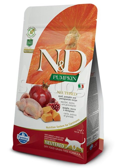 N&D Cat Grain Free Pumpkin Neutered Fürj ivartalanított 1,5kg