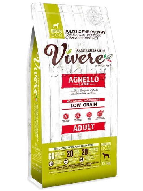 Vivere Adult Medium Lamb & Peas & Brown Rice 12kg
