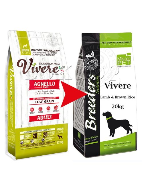 Vivere Adult Medium Lamb & Peas & Brown Rice 20kg