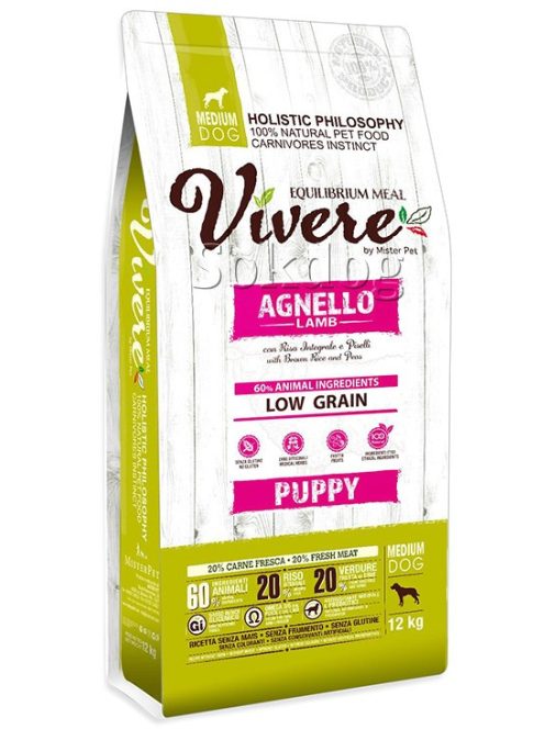 Vivere Puppy Medium Lamb & Brown Rice 12kg