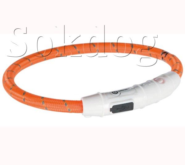 Trixie világító nyakörv USB 7mm/65cm, narancs (12705)