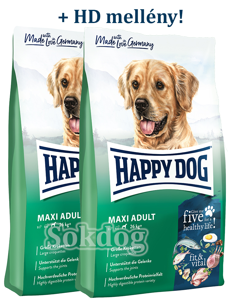 Happy Dog Fit & Vital Adult Maxi 2*14kg +HD mellény!